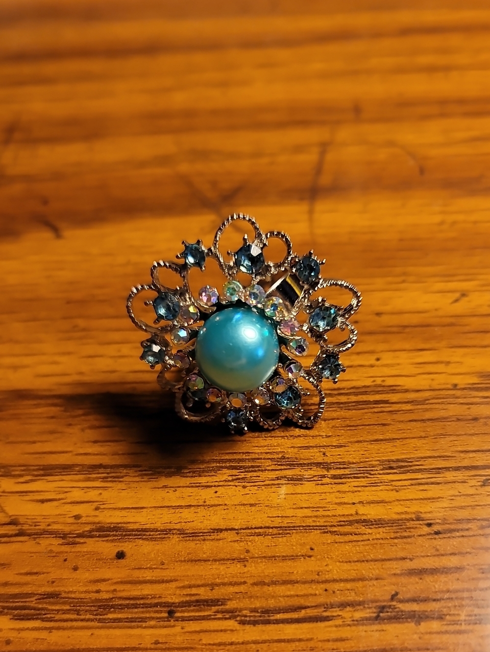Blue Pearl Filigree Statement Ring - Women Jewelry